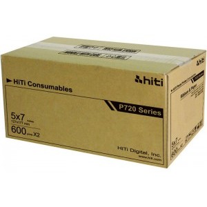 5x7 Media Print Kit for HiTi 720L Printers, HiTi 5x7" Paper & Ribbon 5x7x600 2 sets (1200 Prints) [87.PCF04.10XV] 